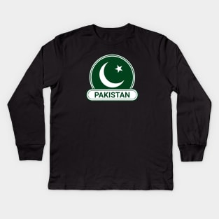 Pakistan Country Badge - Pakistan Flag Kids Long Sleeve T-Shirt